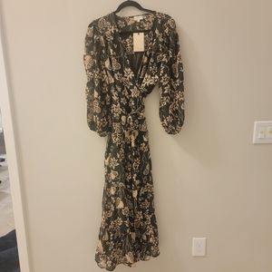 NWT, ELAN WRAP DRESS, L (8-10), BLACK AND BEIGE